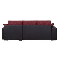 Fredriks Ecksofa Dulmen (mit Schlaffunktion) - Kunstleder/Strukturstoff - Longchair beidseitig montierbar - Schwarz / Rot -Wohnzimmermöbel boutique en ligne ecksofa palma mit schlaffunktion kunstleder strukturstoff schwarz rot 1150946