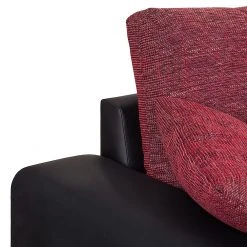 Fredriks Ecksofa Dulmen (mit Schlaffunktion) - Kunstleder/Strukturstoff - Longchair beidseitig montierbar - Schwarz / Rot -Wohnzimmermöbel boutique en ligne ecksofa palma mit schlaffunktion kunstleder strukturstoff schwarz rot 1150962