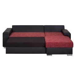 Fredriks Ecksofa Dulmen (mit Schlaffunktion) - Kunstleder/Strukturstoff - Longchair beidseitig montierbar - Schwarz / Rot -Wohnzimmermöbel boutique en ligne ecksofa palma mit schlaffunktion kunstleder strukturstoff schwarz rot 1150974