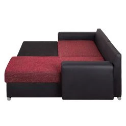 Fredriks Ecksofa Dulmen (mit Schlaffunktion) - Kunstleder/Strukturstoff - Longchair beidseitig montierbar - Schwarz / Rot -Wohnzimmermöbel boutique en ligne ecksofa palma mit schlaffunktion kunstleder strukturstoff schwarz rot 1150978