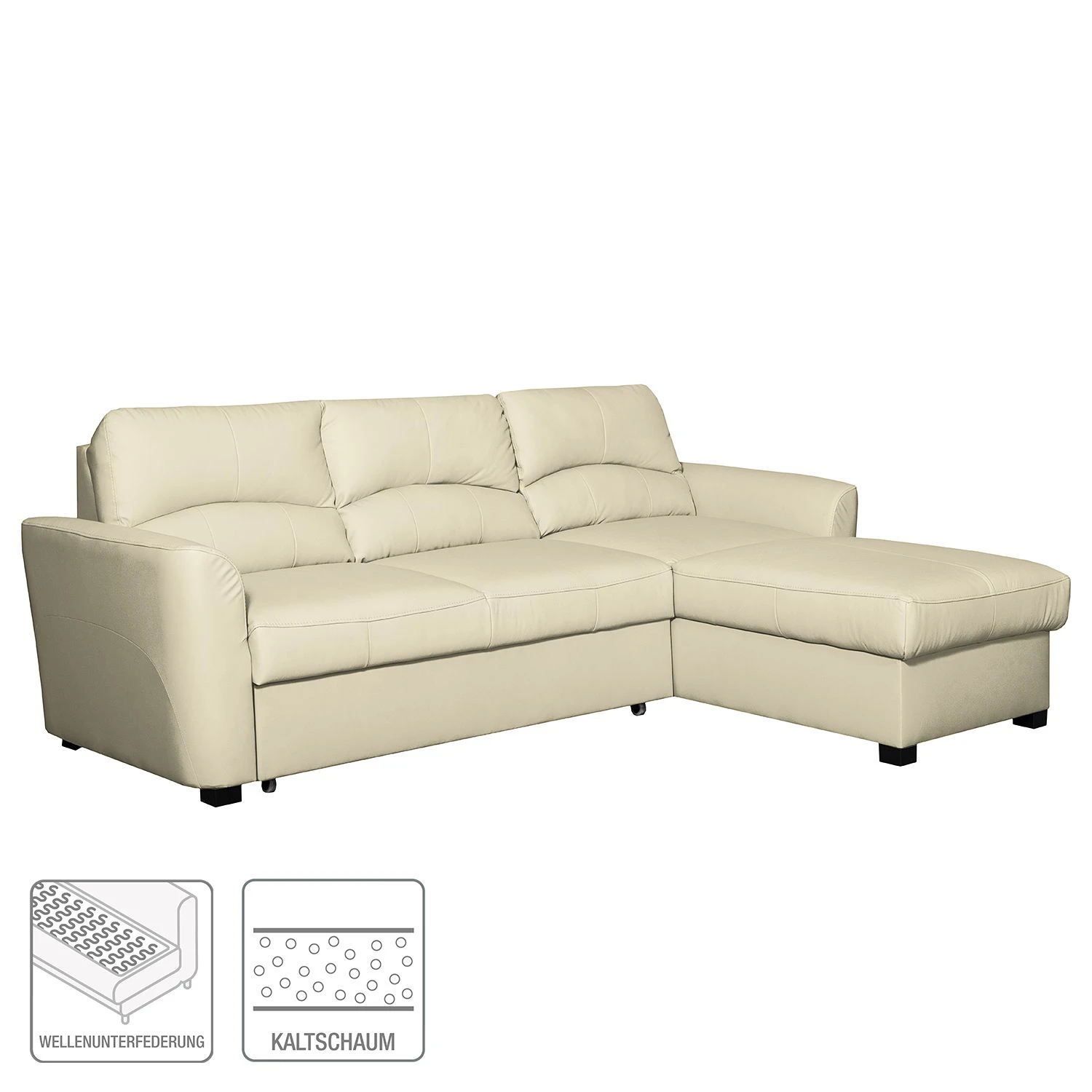Ecksofa Parilla II - Kunstleder - Ecru - Longchair davorstehend rechts 2 Ecksofa Parilla II - Kunstleder - Ecru - Longchair davorstehend rechts – Bild 2