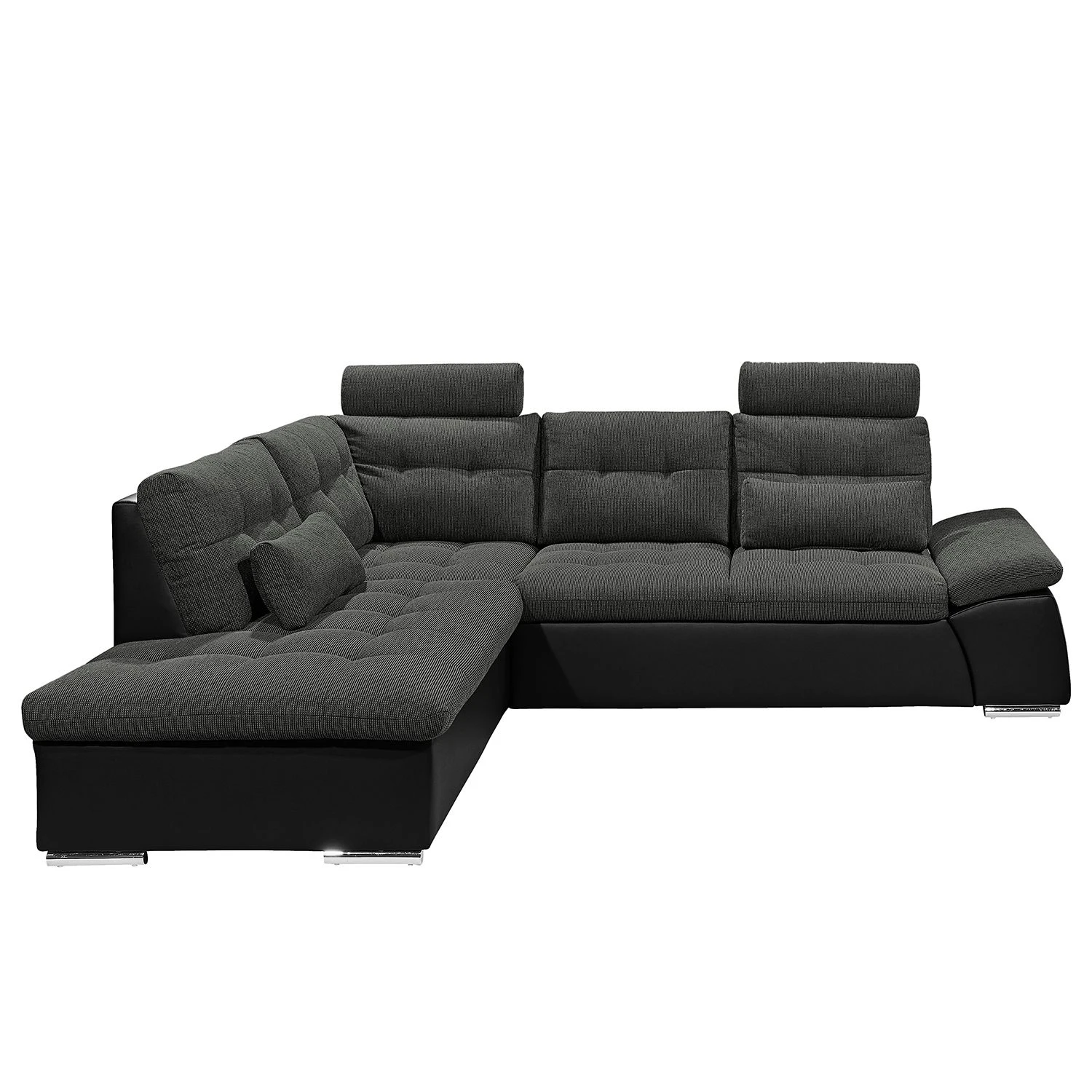 Fredriks Ecksofa Puntiro (mit Schlaffunktion) - Kunstleder Lilo / Strukturstoff Satur: Schwarz / Anthrazit - Ottomane davorstehend links 7 Fredriks Ecksofa Puntiro (mit Schlaffunktion) - Kunstleder Lilo / Strukturstoff Satur: Schwarz / Anthrazit - Ottomane davorstehend links – Bild 7