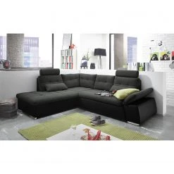 Fredriks Ecksofa Puntiro (mit Schlaffunktion) - Kunstleder Lilo / Strukturstoff Satur: Schwarz / Anthrazit - Ottomane davorstehend links 14 Fredriks Ecksofa Puntiro (mit Schlaffunktion) - Kunstleder Lilo / Strukturstoff Satur: Schwarz / Anthrazit - Ottomane davorstehend links -Wohnzimmermöbel boutique en ligne ecksofa puntiro mit schlaffunktion kunstleder webstoff ottomane davorstehend links schwarz dunkelbraun 4459036