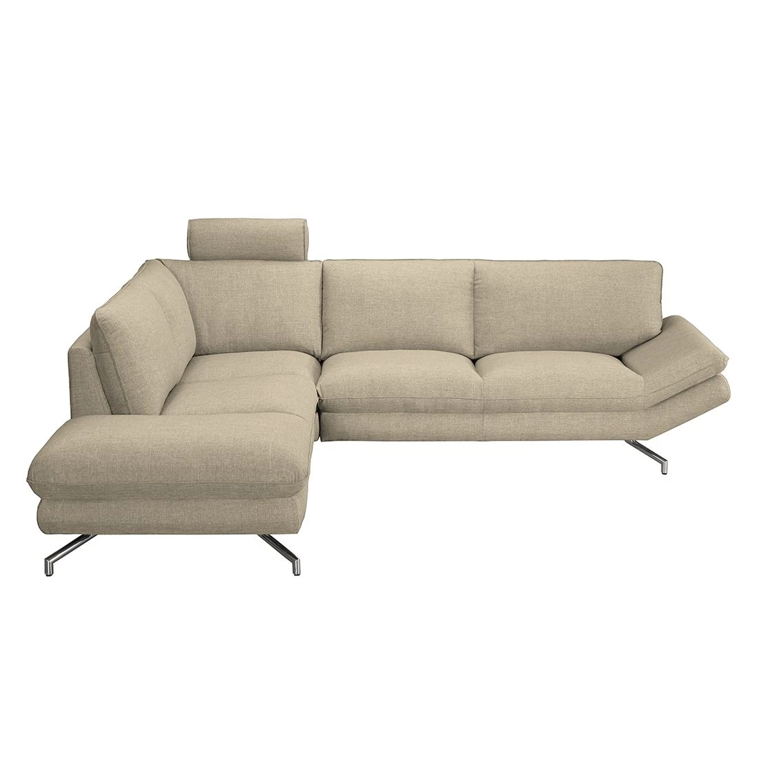 Loftscape Ecksofa Sharon - Webstoff Beige - Ottomane davorstehend links - Mit 2 Kopfstützen 2 Loftscape Ecksofa Sharon - Webstoff Beige - Ottomane davorstehend links - Mit 2 Kopfstützen – Bild 2