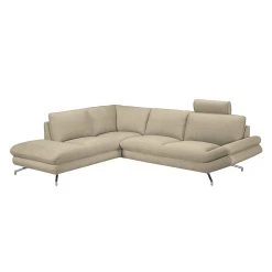 Loftscape Ecksofa Sharon - Webstoff Beige - Ottomane davorstehend links - Mit 2 Kopfstützen