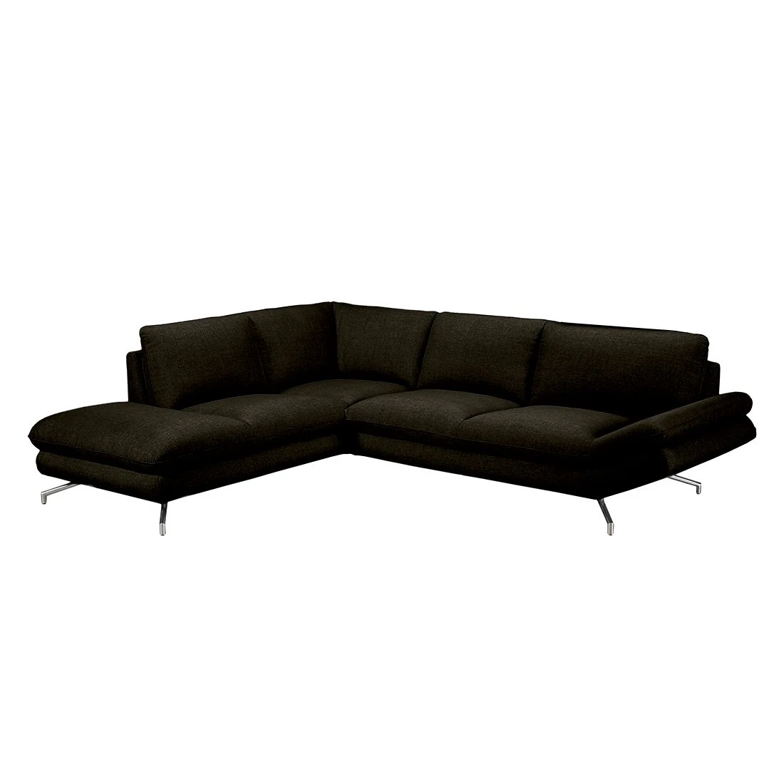 Loftscape Ecksofa Sharon - Webstoff Braun-Schwarz - Ottomane davorstehend links - Ohne Kopfstützen 1 Loftscape Ecksofa Sharon - Webstoff Braun-Schwarz - Ottomane davorstehend links - Ohne Kopfstützen