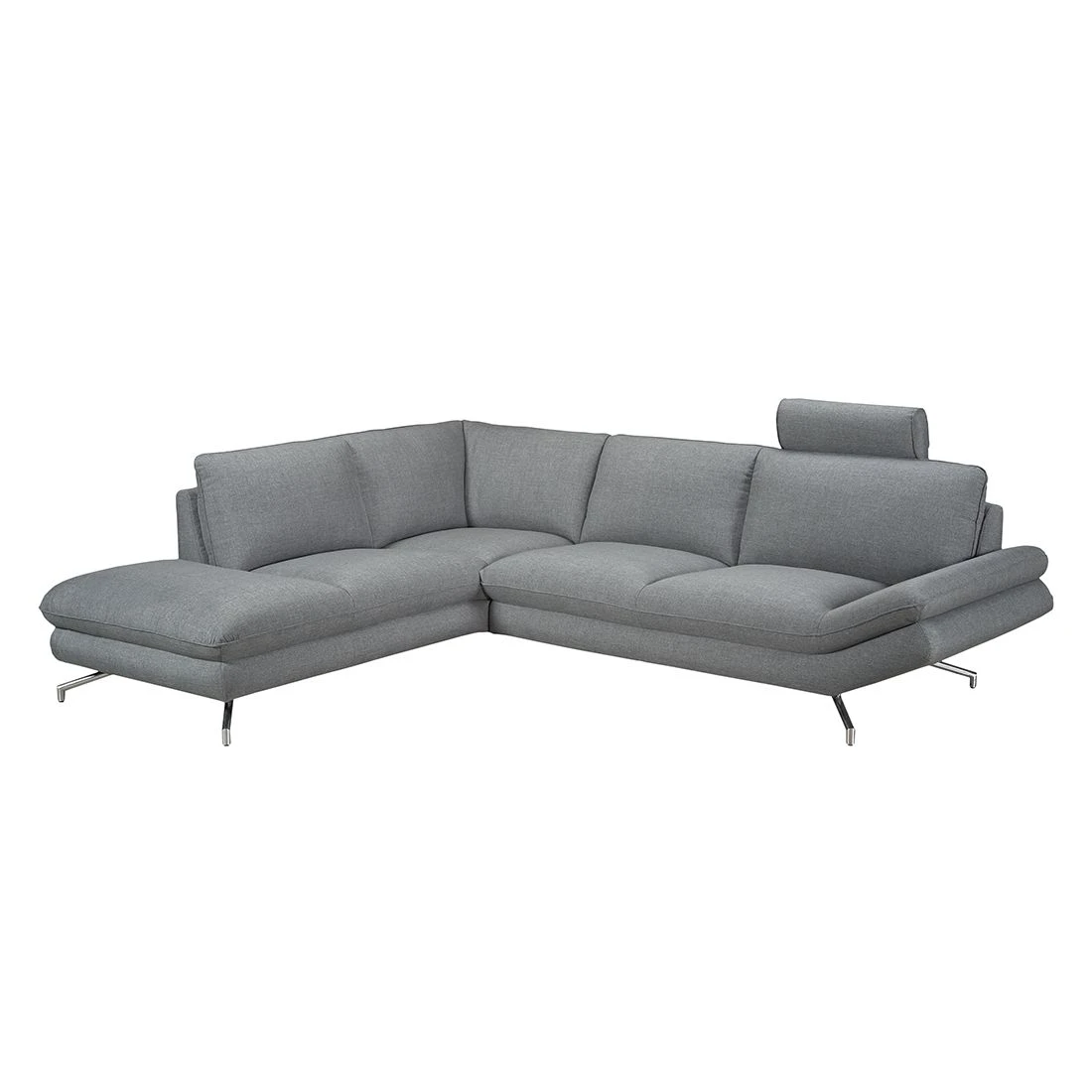 Loftscape Ecksofa Sharon - Webstoff Grau - Ottomane davorstehend links - Mit 2 Kopfstützen 1 Loftscape Ecksofa Sharon - Webstoff Grau - Ottomane davorstehend links - Mit 2 Kopfstützen