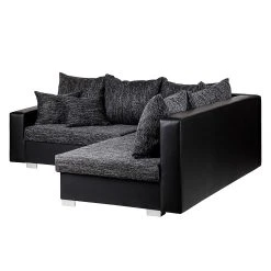 Fredriks Ecksofa Sibenik - Kunstleder / Strukturstoff Schwarz / Grau - Longchair davorstehend rechts - Ohne Hocker -Wohnzimmermöbel boutique en ligne ecksofa sibenik kunstleder schwarz strukturstoff schwarz grau ottomane davorstehend rechts 399249