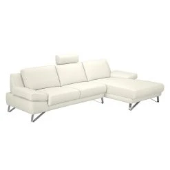 Loftscape Ecksofa Silvano - Kunstleder Weiß - Longchair davorstehend rechts - ohne Kopfstütze
