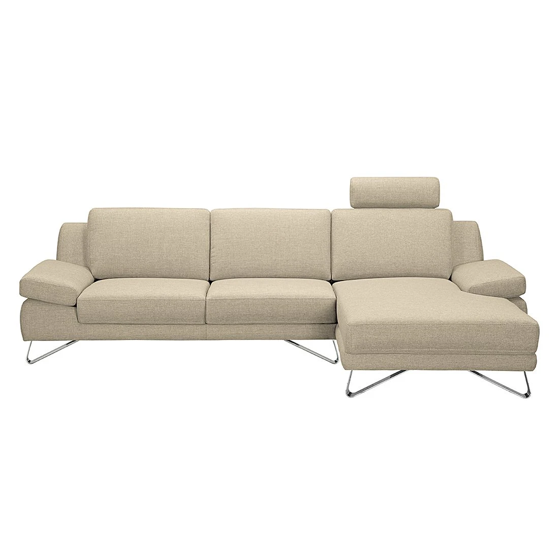 Loftscape Ecksofa Silvano - Webstoff Beige - Longchair davorstehend rechts - ohne Kopfstütze 2 Loftscape Ecksofa Silvano - Webstoff Beige - Longchair davorstehend rechts - ohne Kopfstütze – Bild 2