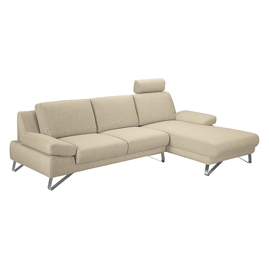 Loftscape Ecksofa Silvano - Webstoff Beige - Longchair davorstehend rechts - ohne Kopfstütze 1 Loftscape Ecksofa Silvano - Webstoff Beige - Longchair davorstehend rechts - ohne Kopfstütze