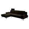 Loftscape Ecksofa Silvano - Webstoff Braun-Schwarz - Longchair davorstehend links - mit 1 Kopfstütze