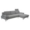 Loftscape Ecksofa Silvano - Webstoff Grau - Longchair davorstehend rechts - ohne Kopfstütze