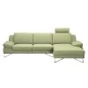 Loftscape Ecksofa Silvano - Webstoff Grün - Longchair davorstehend rechts - mit 1 Kopfstütze