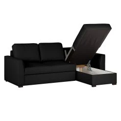 Loftscape Ecksofa Venezia - (mit Schlaffunktion / beidseitig montierbar) Kunstleder - Schwarz -Wohnzimmermöbel boutique en ligne ecksofa venezia mit schlaffunktion kunstleder schwarz 257541
