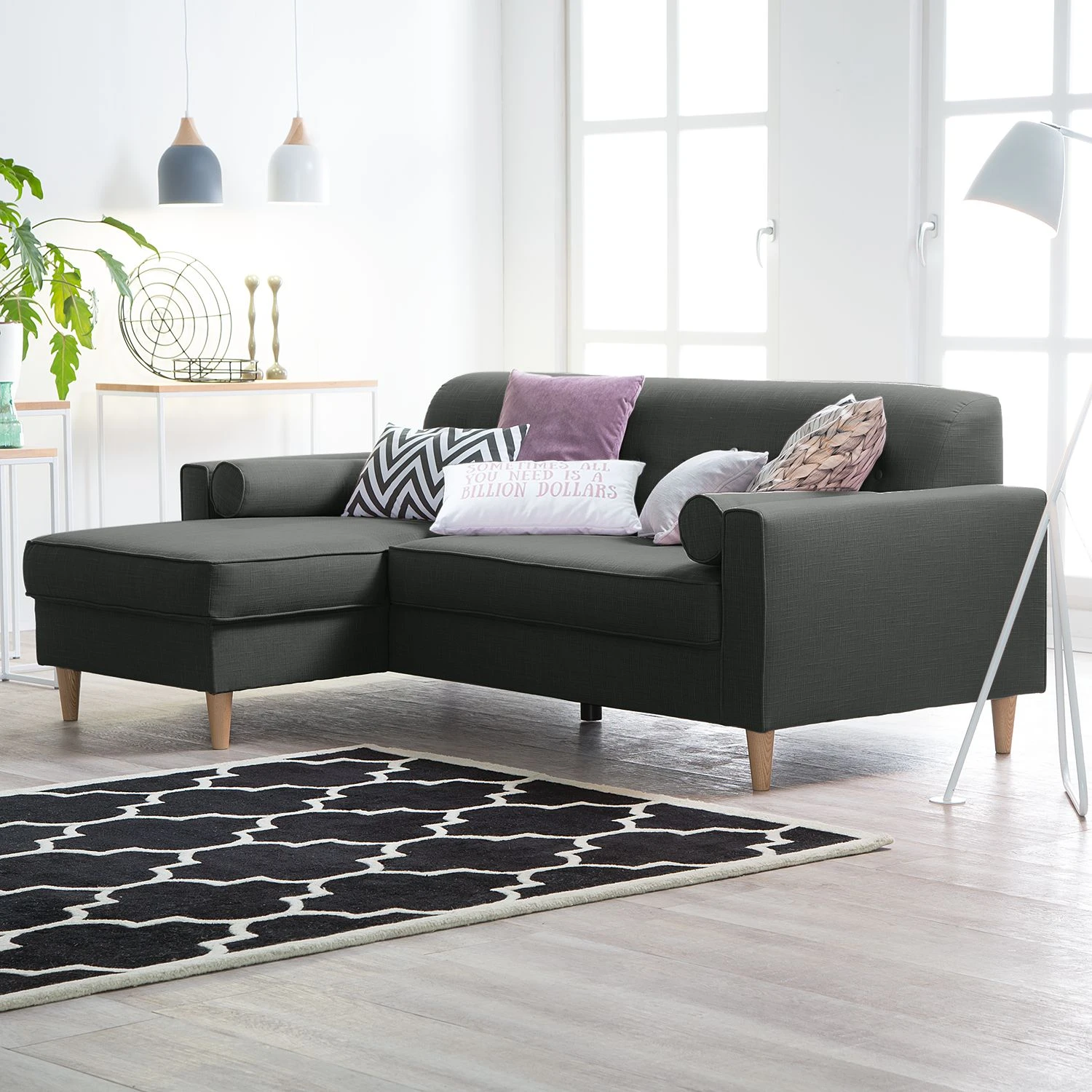 Mørteens Ecksofa Viona I Webstoff - Stoff Meda: Anthrazit - Longchair davorstehend links 2 Mørteens Ecksofa Viona I Webstoff - Stoff Meda: Anthrazit - Longchair davorstehend links – Bild 2