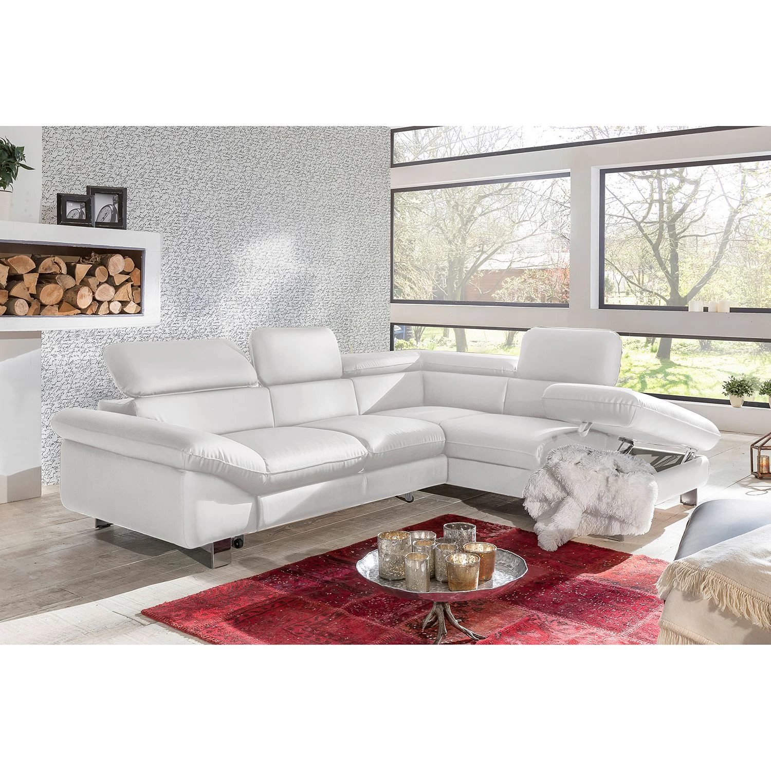 Cotta Ecksofa Waiho Kunstleder - Weiß - Longchair davorstehend rechts - Relaxfunktion - Bettkasten - Schlaffunktion 4 Cotta Ecksofa Waiho Kunstleder - Weiß - Longchair davorstehend rechts - Relaxfunktion - Bettkasten - Schlaffunktion – Bild 4
