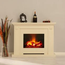 Montreux Elektrokamin Ferla - Cremeweiß -Wohnzimmermöbel boutique en ligne elektrokamin ferla cremeweiss 3476221