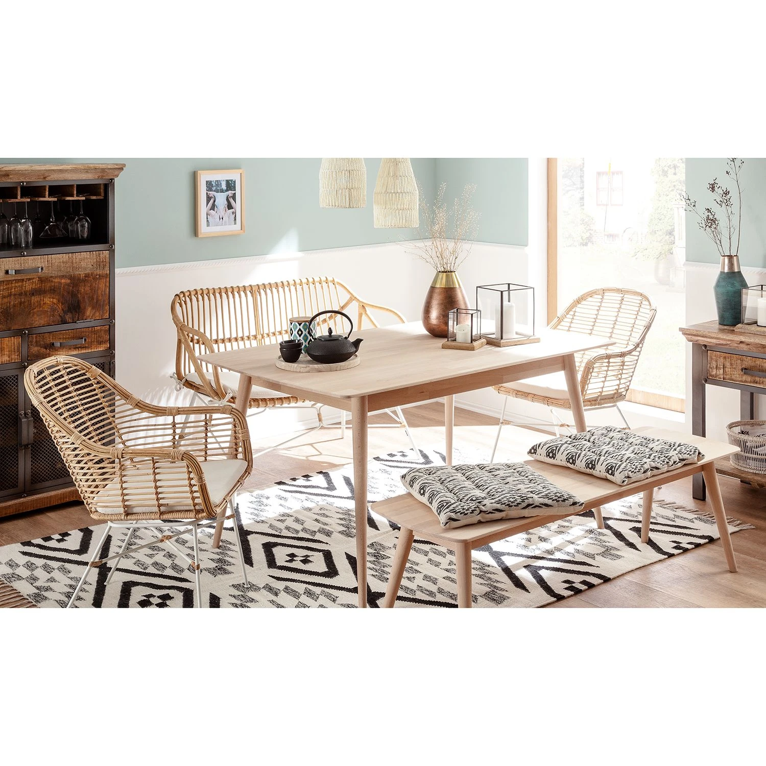 Ars manufacti Weinschrank Hunter - Mango massiv / Metall - Mango / Blaugrau 2 Ars manufacti Weinschrank Hunter - Mango massiv / Metall - Mango / Blaugrau – Bild 2