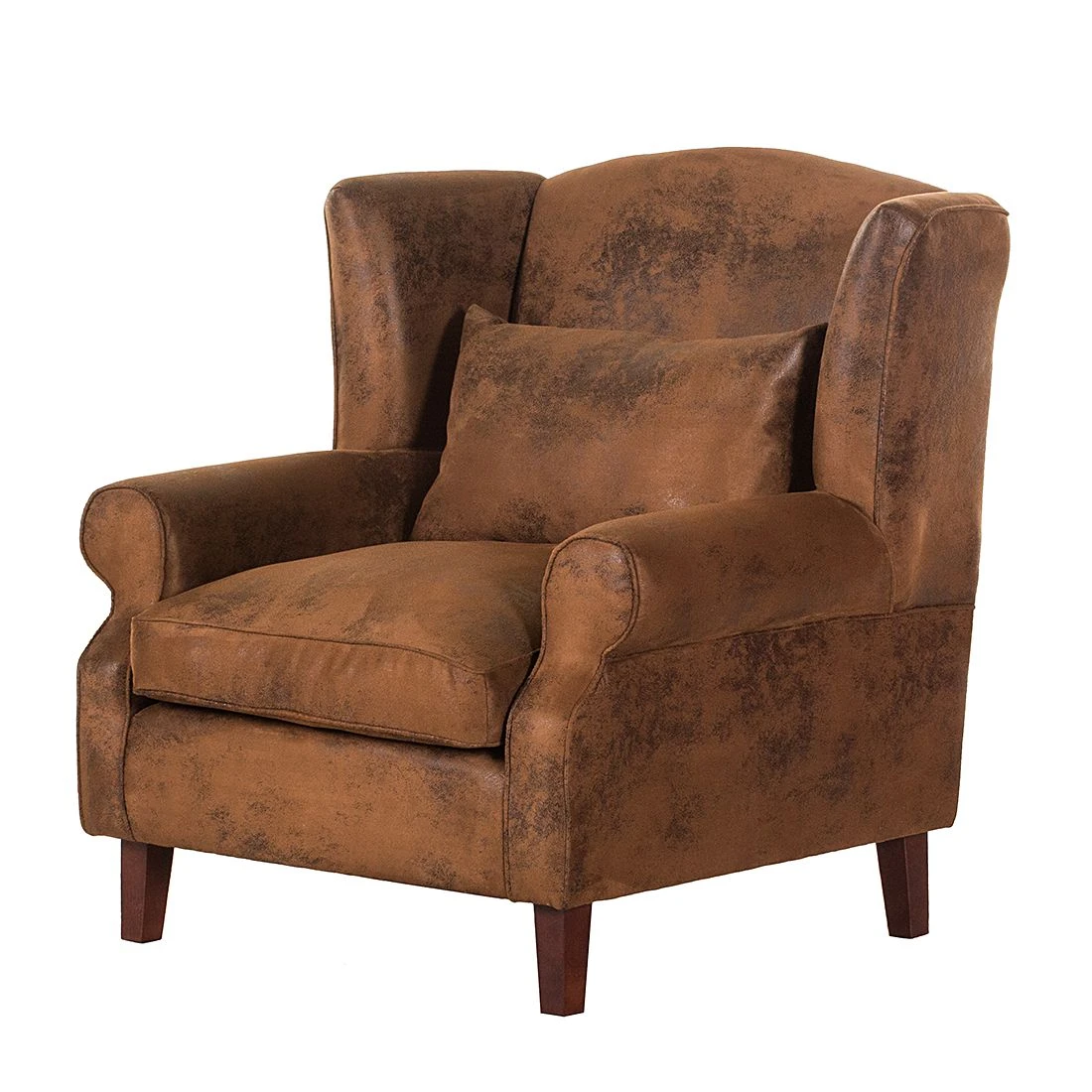 Ars manufacti Ohrensessel Naru - Antiklederoptik Braun - Stoff Bena Braun 1 Ars manufacti Ohrensessel Naru - Antiklederoptik Braun - Stoff Bena Braun