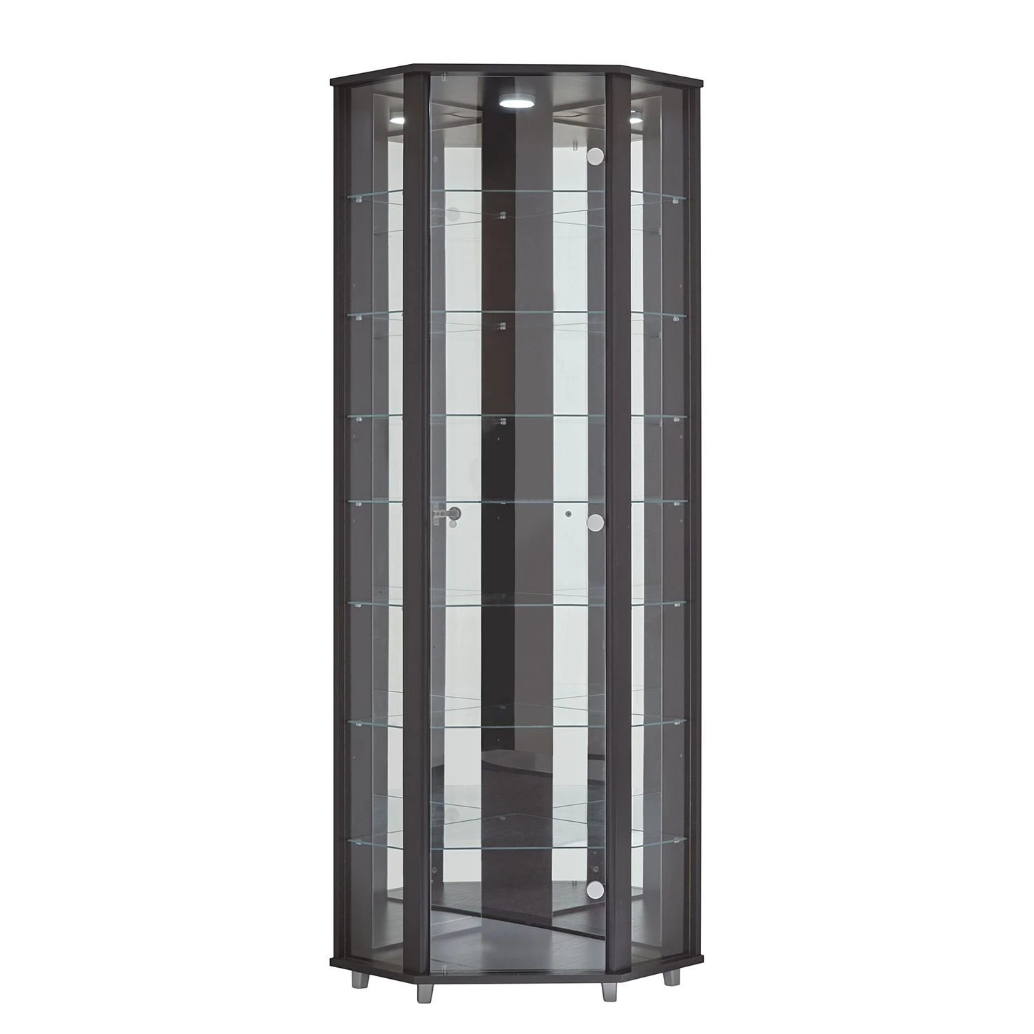 Fredriks Eckvitrine Amalia II - Esche Schwarz Dekor 1 Fredriks Eckvitrine Amalia II - Esche Schwarz Dekor