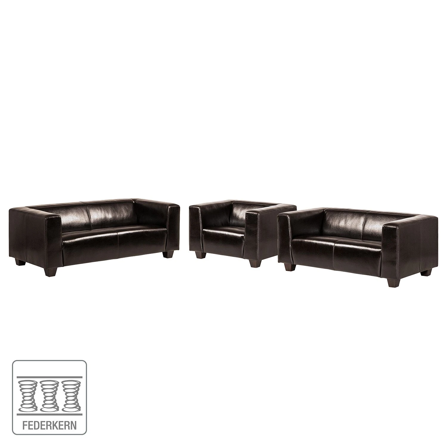 Maison Belfort Garnitur Nespolo (3-2-1) - Kunstleder - Dunkelbraun 2 Maison Belfort Garnitur Nespolo (3-2-1) - Kunstleder - Dunkelbraun – Bild 2