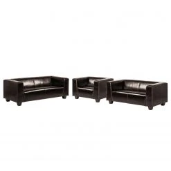 Maison Belfort Garnitur Nespolo (3-2-1) - Kunstleder - Dunkelbraun