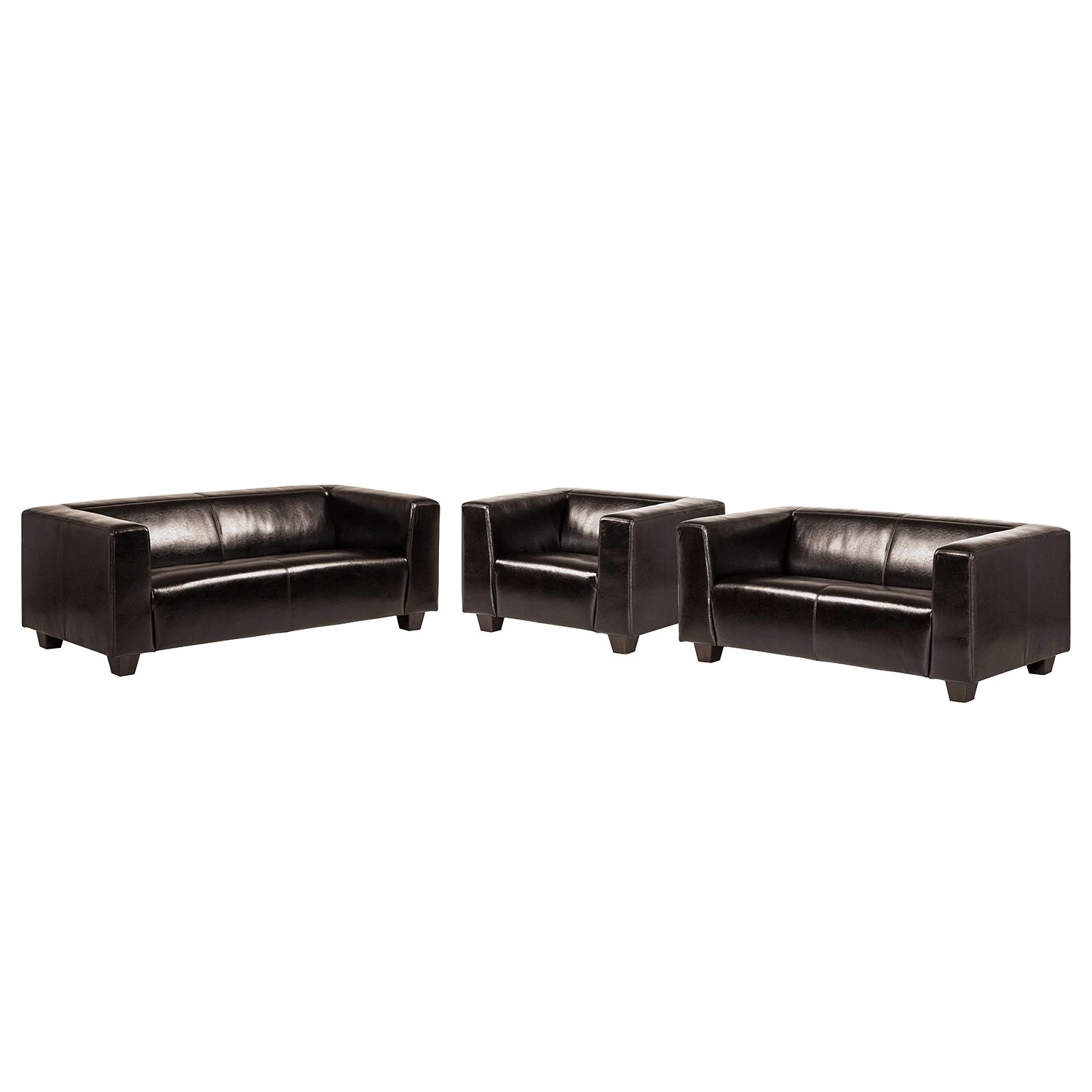 Maison Belfort Garnitur Nespolo (3-2-1) - Kunstleder - Dunkelbraun 1 Maison Belfort Garnitur Nespolo (3-2-1) - Kunstleder - Dunkelbraun