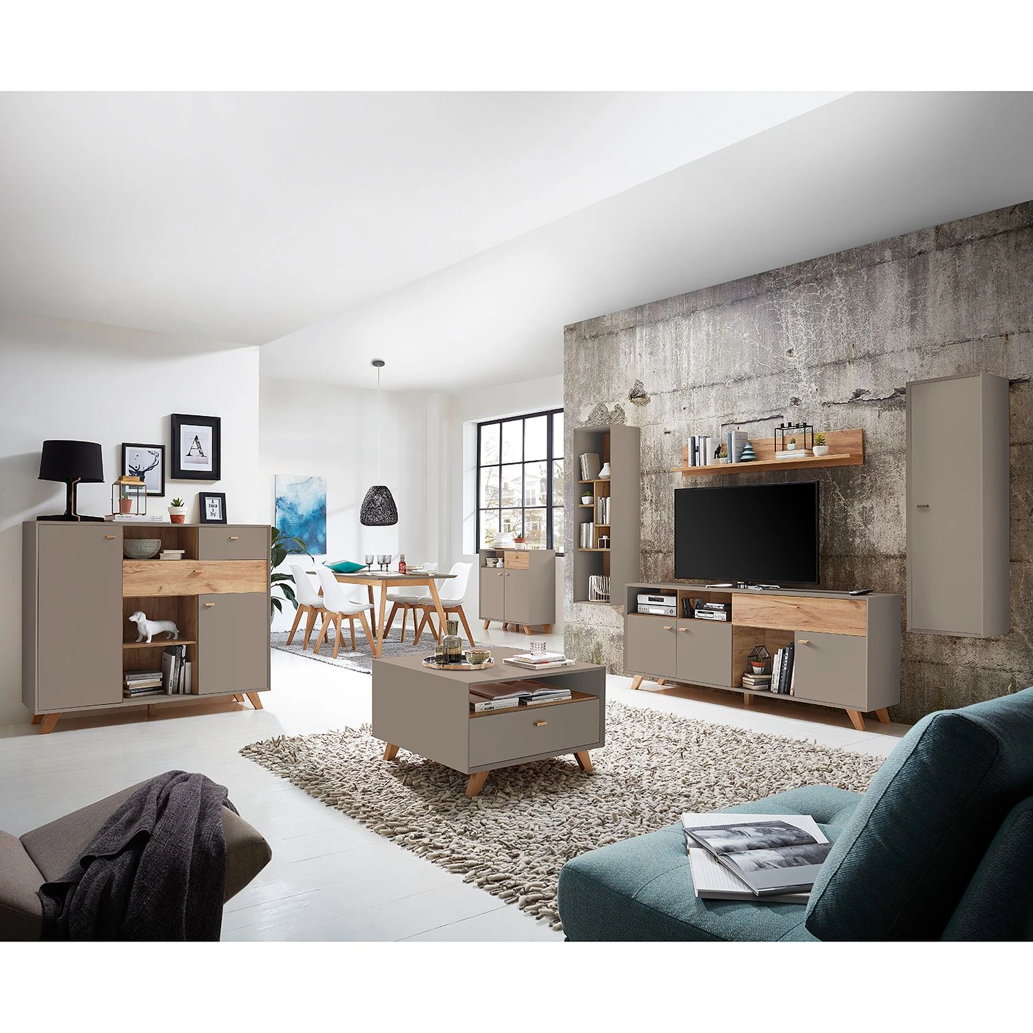 Germania Hängeschrank Calvi II - Steingrau / Eiche Navarra Dekor 2 Germania Hängeschrank Calvi II - Steingrau / Eiche Navarra Dekor – Bild 2