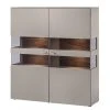 GWINNER Highboard Anzio - Matt Fango / Astnussbaum - Mit Beleuchtung
