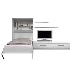 Loftscape Schrankbett-Kombination Majano - Weiß - 160 x 205cm - Kaltschaummatratze