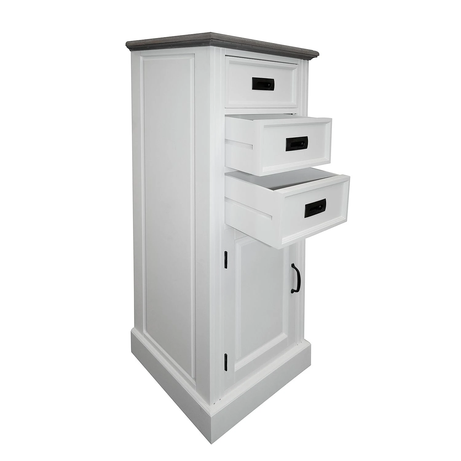 Maison Belfort Kommode Nasinu I - Paulownia teilmassiv - Weiß / Antik Grau 2 Maison Belfort Kommode Nasinu I - Paulownia teilmassiv - Weiß / Antik Grau – Bild 2