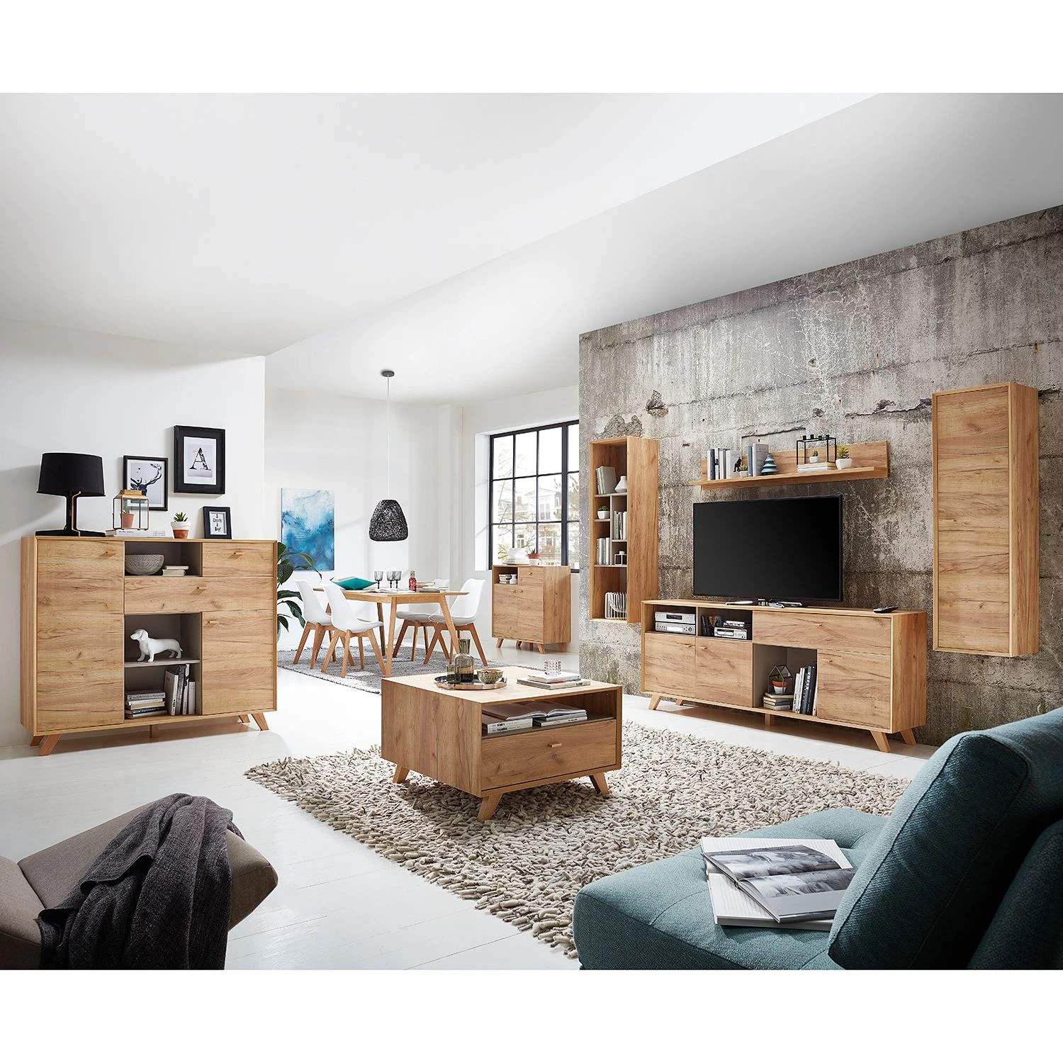 Germania Hängeregal Calvi - Eiche Navarra Dekor / Steingrau 2 Germania Hängeregal Calvi - Eiche Navarra Dekor / Steingrau – Bild 2