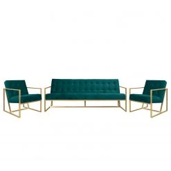 Jack & Alice Polstergarnitur Charm II - Microfaser (3-1-1) - Petrol