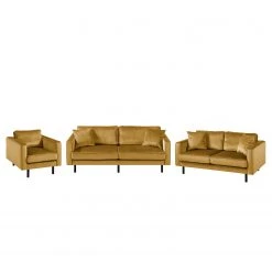 Eva Padberg Collection Polstergarnitur Edina Samt (3-2-1) - Honig