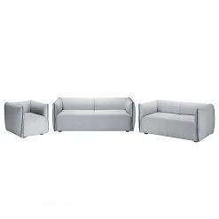 Fredriks Polstergarnitur Grady II Webstoff (3-2-1 - Hellgrau/Türkis