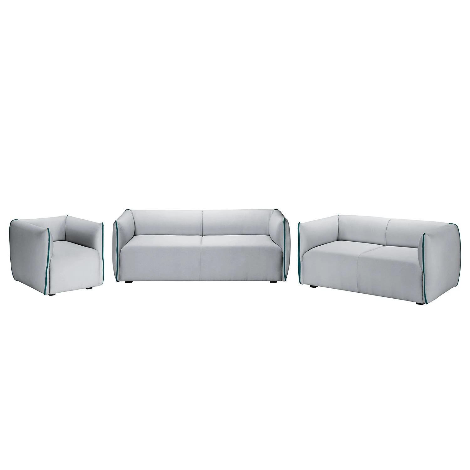 Fredriks Polstergarnitur Grady II Webstoff (3-2-1 - Hellgrau/Türkis 1 Fredriks Polstergarnitur Grady II Webstoff (3-2-1 - Hellgrau/Türkis