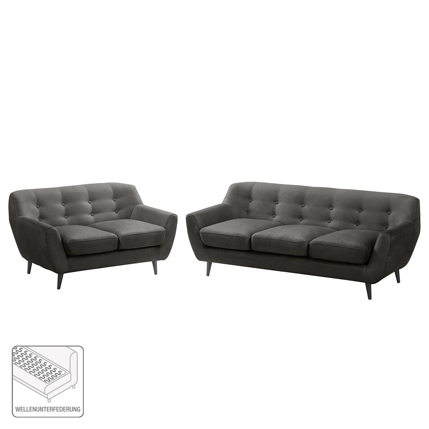 Ars manufacti Polstergarnitur Rometta (3-2) - Dunkelgrau 2 Ars manufacti Polstergarnitur Rometta (3-2) - Dunkelgrau – Bild 2