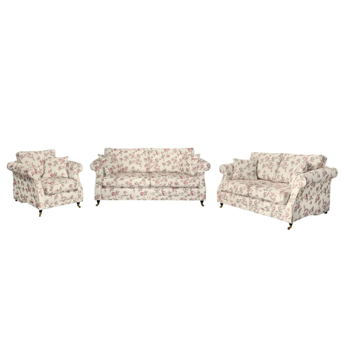 Maison Belfort Polstergarnitur Rosehearty (3-2-1) - Webstoff - Creme / Rose 1 Maison Belfort Polstergarnitur Rosehearty (3-2-1) - Webstoff - Creme / Rose