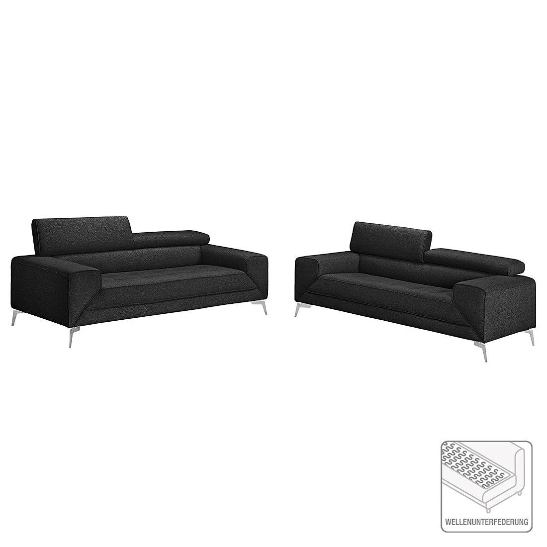 Loftscape Polstergarnitur Walden (3-2,5) Webstoff - Schwarz 2 Loftscape Polstergarnitur Walden (3-2,5) Webstoff - Schwarz – Bild 2