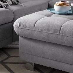 Fredriks Polsterhocker Ayna - Platin -Wohnzimmermöbel boutique en ligne polsterhocker ayna microfaser platin 4947736