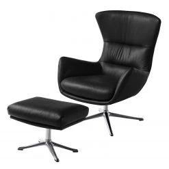 Studio Copenhagen Polsterhocker Hepburn III - Echtleder Neka: Schwarz - Chrom glänzend -Wohnzimmermöbel boutique en ligne polsterhocker hepburn iii echtleder echtleder neka schwarz 5026048 1