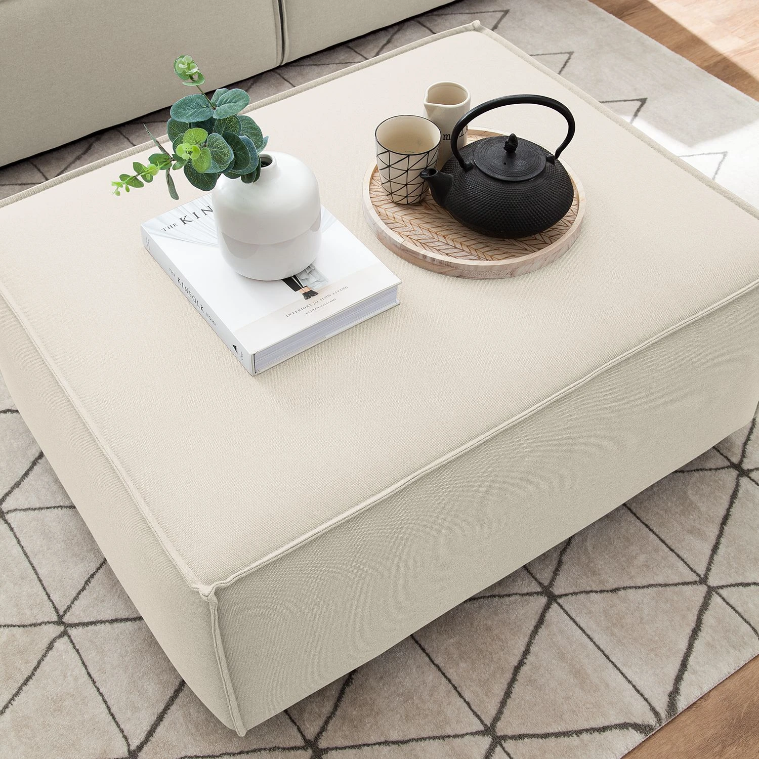 Polsterhocker Kinx Webstoff - Webstoff Osta: Altweiß 5 Polsterhocker Kinx Webstoff - Webstoff Osta: Altweiß – Bild 5