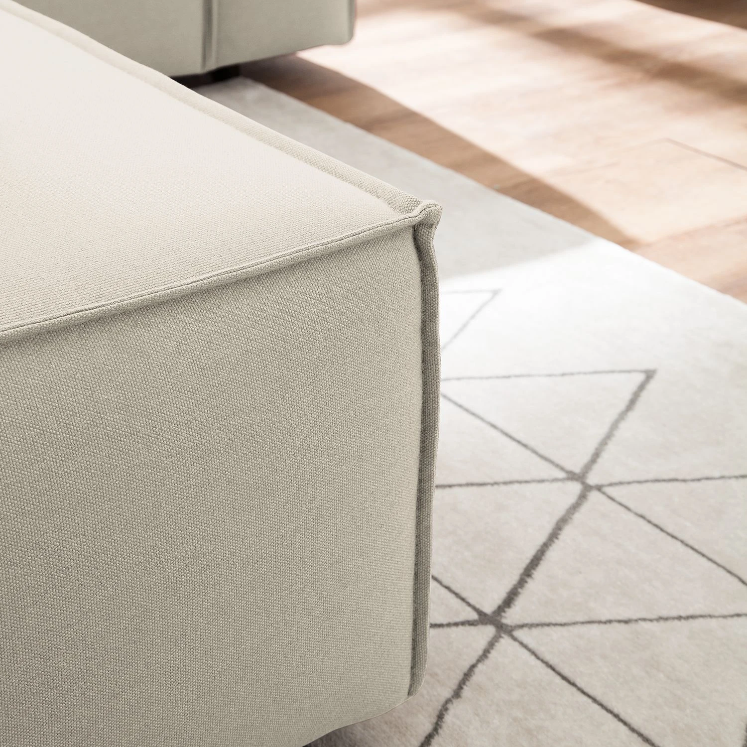 Polsterhocker Kinx Webstoff - Webstoff Osta: Altweiß 6 Polsterhocker Kinx Webstoff - Webstoff Osta: Altweiß – Bild 6