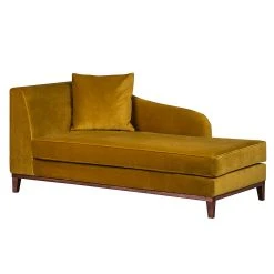 Jack & Alice Recamiere Blomma - Samtstoff SenfGelb - Armlehne davorstehend links