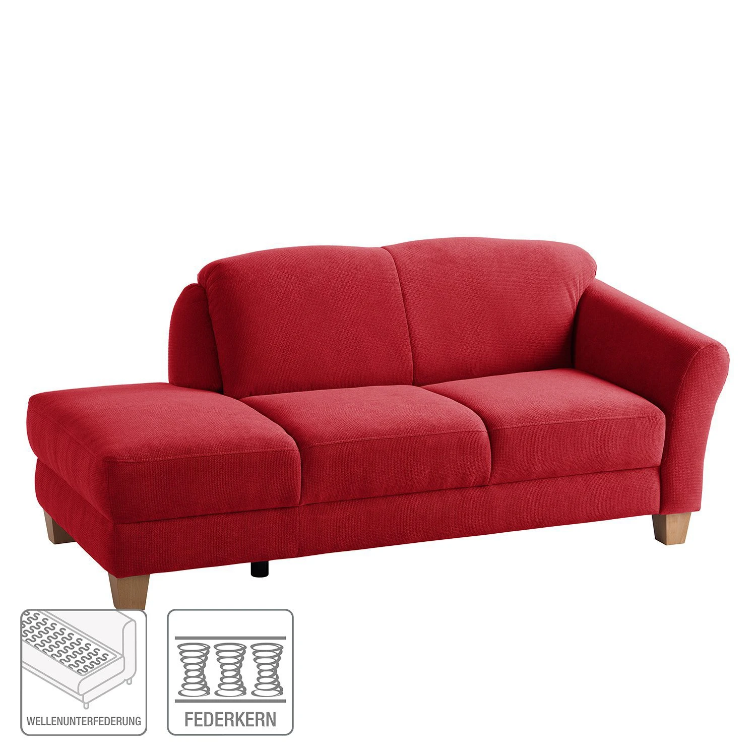 Ars Natura Recamiere Cebu Webstoff - Rot - Armlehne davorstehend rechts 2 Ars Natura Recamiere Cebu Webstoff - Rot - Armlehne davorstehend rechts – Bild 2