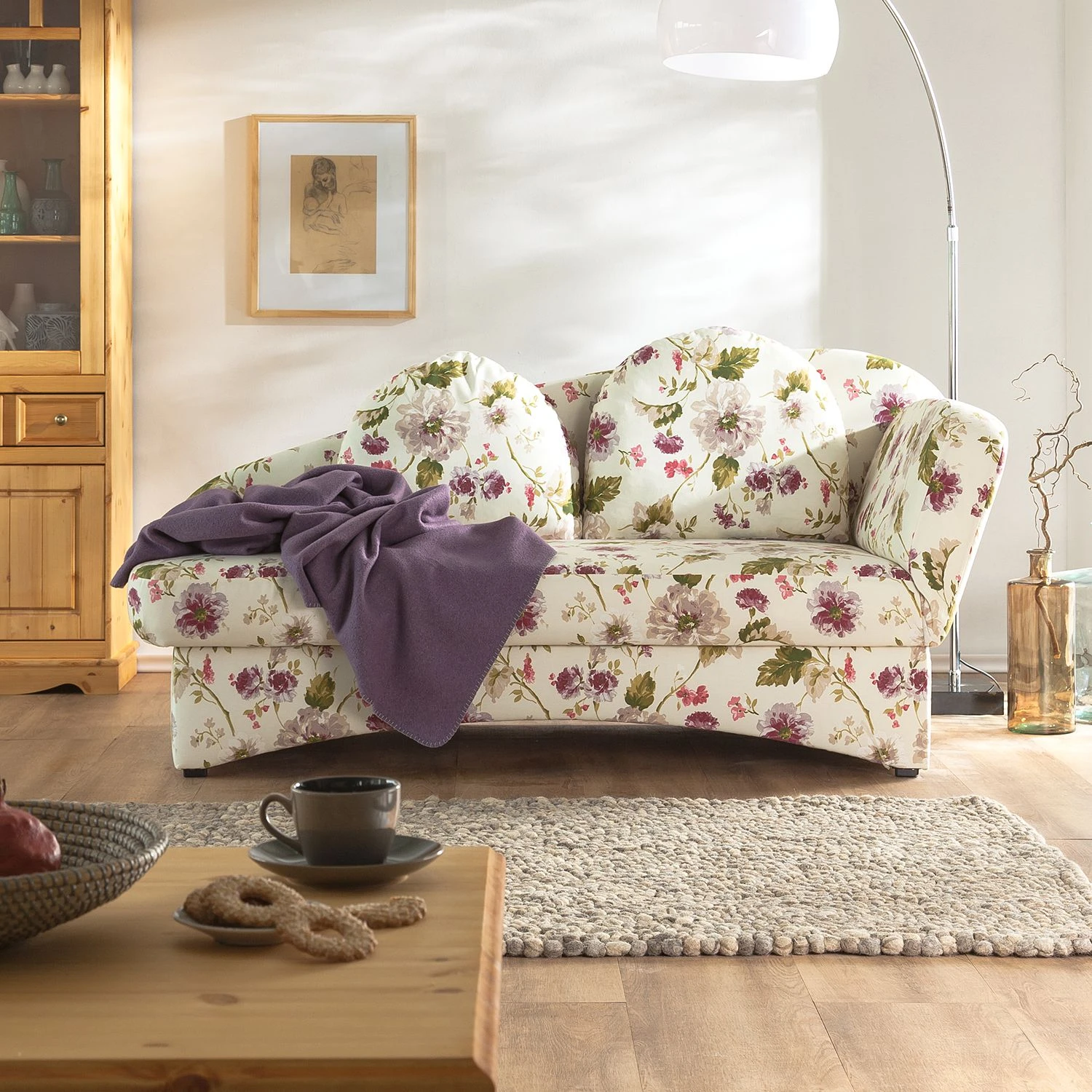 Ridgevalley Recamiere Eresburg Flachgewebe - Beige geblümt - Armlehne davorstehend rechts 3 Ridgevalley Recamiere Eresburg Flachgewebe - Beige geblümt - Armlehne davorstehend rechts – Bild 3