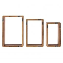 Ars Natura Wandregal Anamur (3er-Set) - Eiche -Wohnzimmermöbel boutique en ligne regal anamur wildeiche massiv 4850552