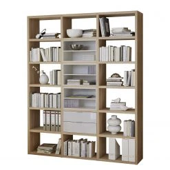 Fredriks Regal Concept III - Eiche Dekor / Hochglanz Weiß