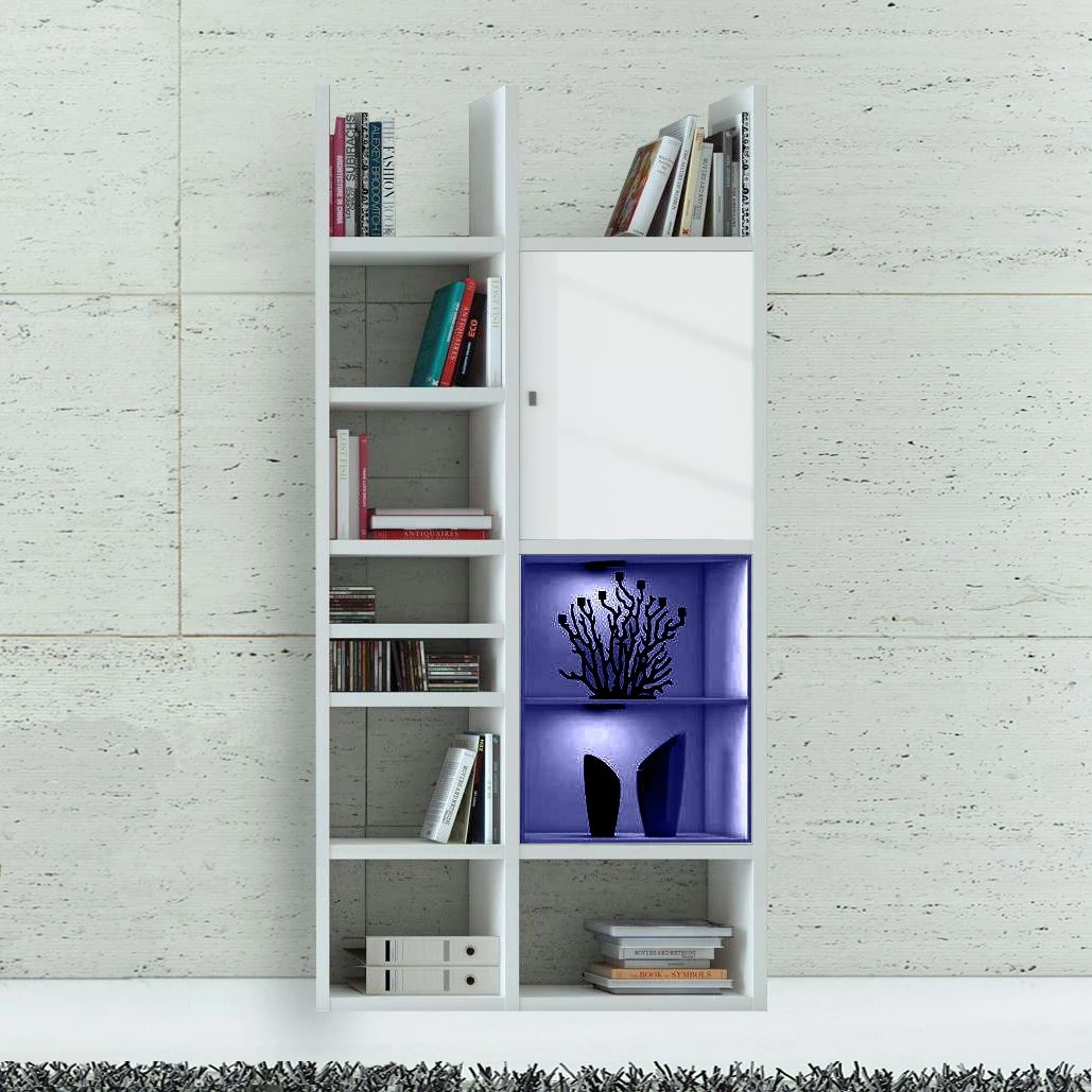 Loftscape Regal Emporior IV - Hochglanz Weiß / Eiche Sonoma Dekor - Mit Beleuchtung 3 Loftscape Regal Emporior IV - Hochglanz Weiß / Eiche Sonoma Dekor - Mit Beleuchtung – Bild 3